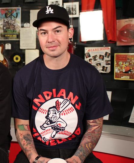Jorel Decker - seated with Cleveland Indians shirt